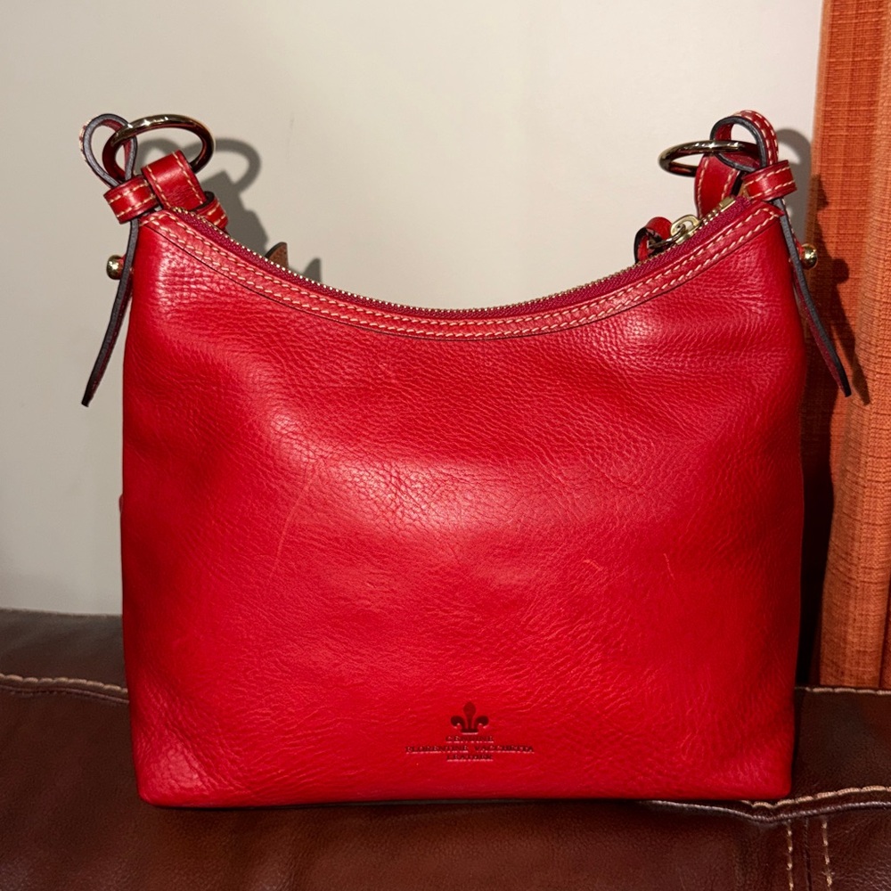 ‼️Dooney & Bourke Red Florentine Leather Small Lucy Hobo Shoulder Bag - Picture 3 of 14